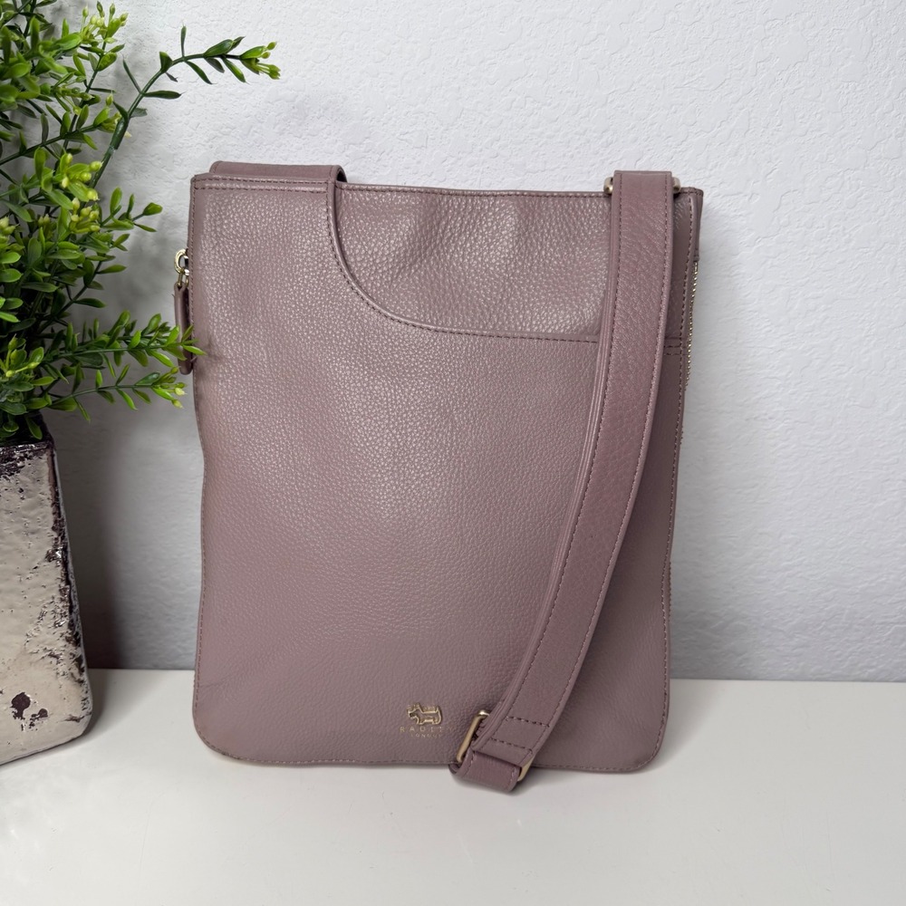 Radley London Crossbody Bag Womens‎ Mauve Leather Slim Messenger Minimalist M